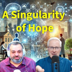 Podcast artwork titled A Singularity of Hope showing Sam Sammane and the host